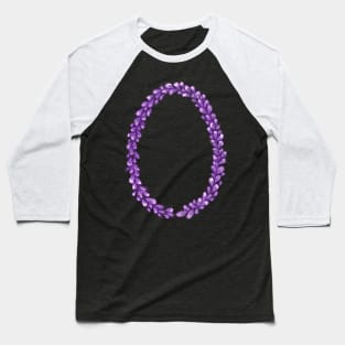 Lavender Letter O Hand Drawn in Watercolor and Ink Baseball T-Shirt